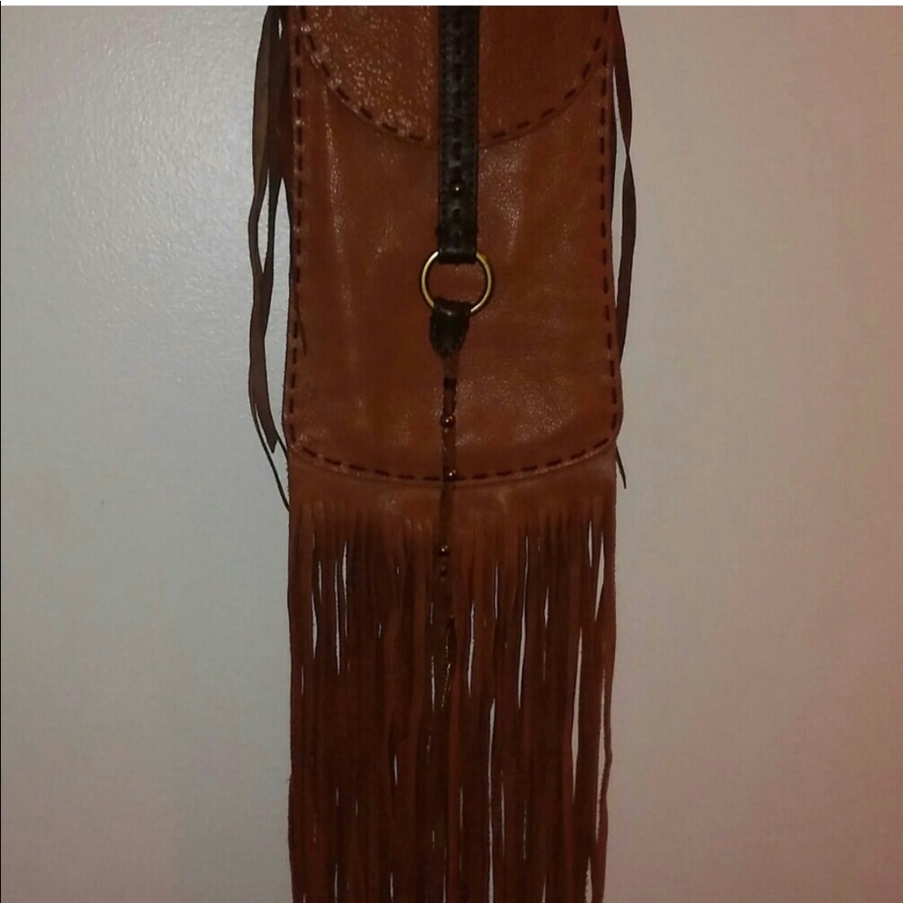 Lucky brand ojai fringe leather crossbody